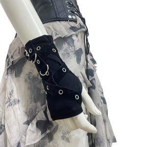 Adjustable Black Goth Gloves