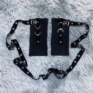 Adjustable Black Goth Gloves
