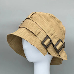 2024 Hip Hop Techwear Style Adjustable Buckle Bucket Hats For Women Multifunction Belt Buc - Khaki
