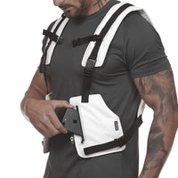 White and black adjustable nylon cargo vest