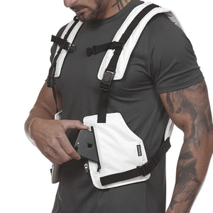 White and black adjustable nylon cargo vest