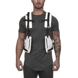 White and black adjustable nylon cargo vest