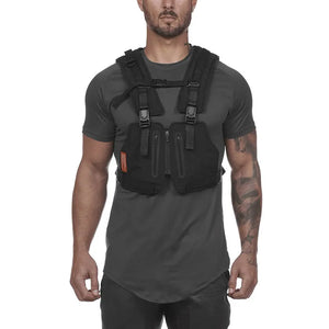 White and black adjustable nylon cargo vest