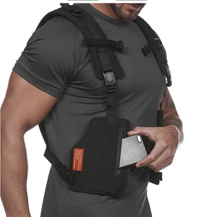 White and black adjustable nylon cargo vest
