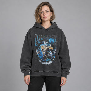 Aesthetic Graphic Black Y2K Hoodie – worn by a woman
