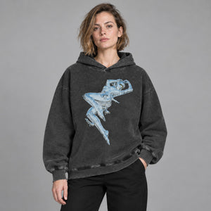 AI Robot Graphic Hoodies Y2K – worn by a woman