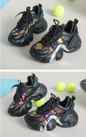 Air Mesh Sequin Platform Sneakers