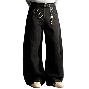 Airplane Button Design Y2K Jeans