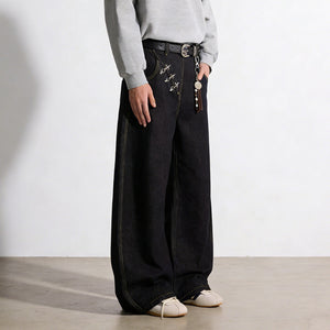 Airplane Button Design Y2K Jeans