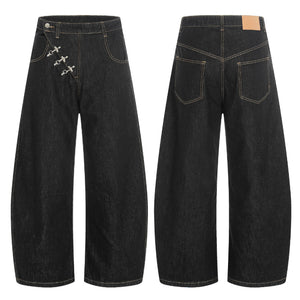 Airplane Button Design Y2K Jeans