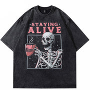Alive Skull Skeleton Graphic Y2K Tees