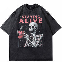 Alive Skull Skeleton Graphic Y2K Tees