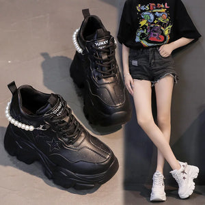 All Black Platform Sneakers Womens