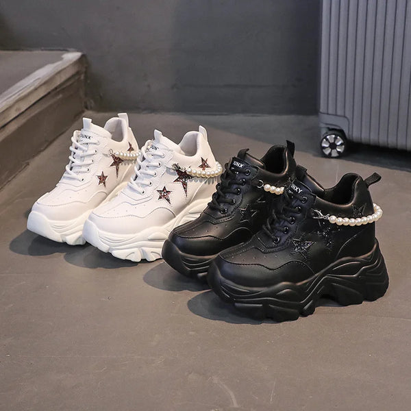 All Black Platform Sneakers Womens
