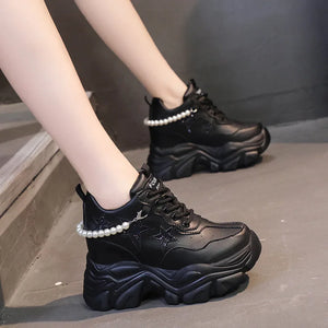 All Black Platform Sneakers Womens