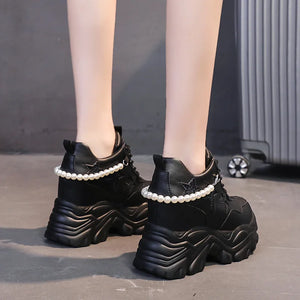 All Black Platform Sneakers Womens