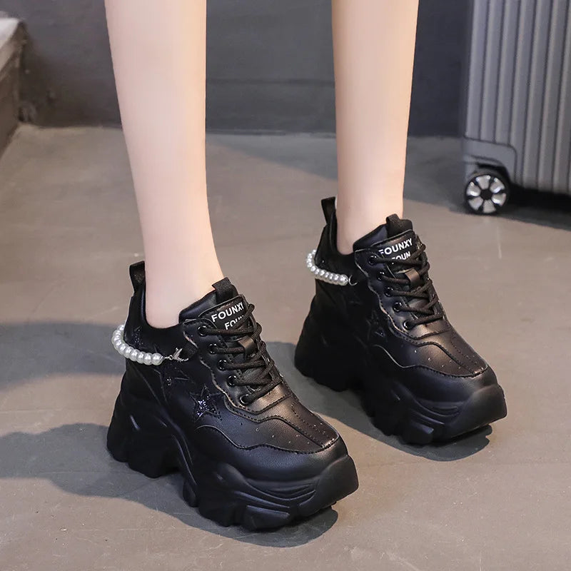 All Black Platform Sneakers Womens | CYBER TECHWEAR®