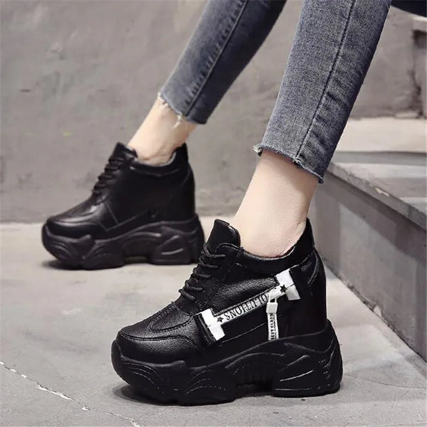 All Black Platform Women Sneakers