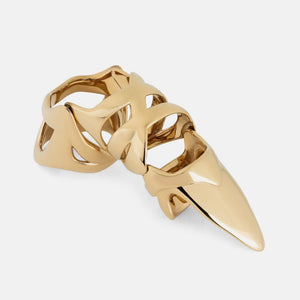 Titanium armour ring covering the full finger with a clawed tip
