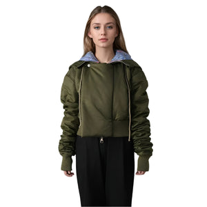 Army Green Short Spring Jacket Women