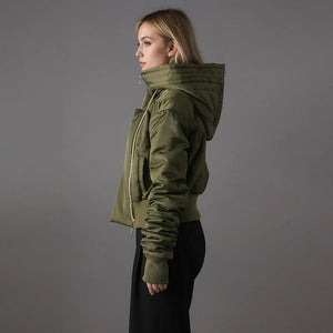 Army Green Short Spring Jacket Women
