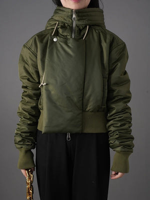 Army Green Short Spring Jacket Women