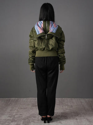 Army Green Short Spring Jacket Women