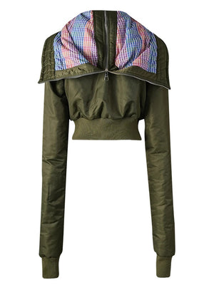 Army Green Short Spring Jacket Women