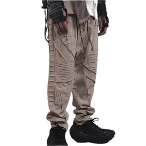 Asymmetric Deconstructed Cyberpunk Pants - product view on white background