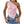 Asymmetric Lace Y2K Top in pink, close front view of the one-shoulder cut and pointed hem