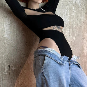 Asymmetrical Cut Out Bodysuit