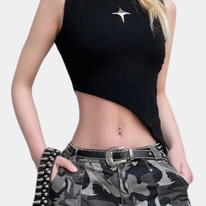 Asymmetrical Sleeveless Crop Top