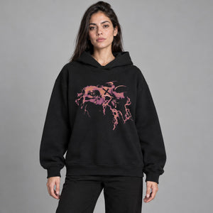 Back Print Y2K Hoodie – worn by a woman