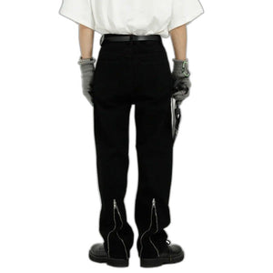 Back Zipper Black Pant - product view on white background