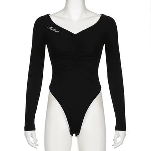 Backless V-neck Cut Out Bodysuit