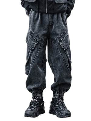 Black baggy denim Y2K jeans with a washed vintage finish