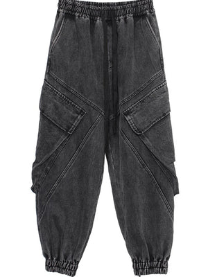 Black baggy denim Y2K jeans with a washed vintage finish