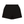 Bagsiden af de sorte baggy gymshorts lagt fladt, almindelig bagside med elastisk linning og splittede ben