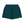 Dybturkise forede gymshorts lagt fladt, set forfra med sort snøre og hvidt CYBER-logo