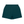 Dybturkise baggy gymshorts set bagfra, lagt fladt med elastisk talje og løse ben