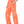 Orange wide leg sweatpants in three-quarter front view, one hand in the side pocket, drawstring hanging loose