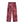 Dark Red sun faded sweatpants laid flat, front view with the white drawstring and the small rose print