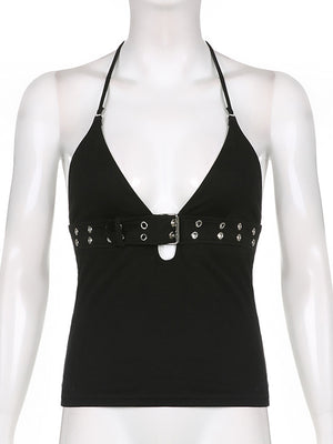 Bandage Crop Top Black Backless