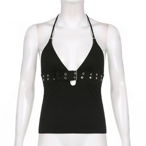 Bandage Crop Top Black Backless