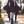 Dark purple Bat Sleeve Goth Dress, front view of the slim mini body and scalloped flared sleeves
