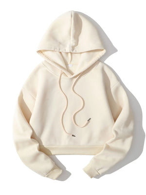 Beige Cropped Hoodie