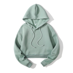 Beige Cropped Hoodie