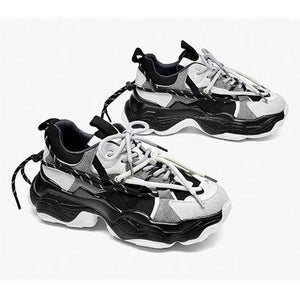 Beige Gray Chunky Sneakers — women chunky platform sneakers