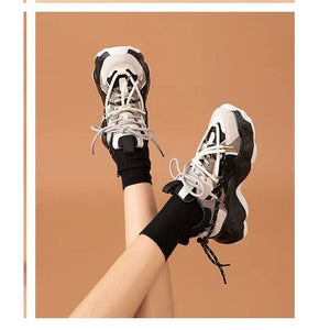 Beige Gray Chunky Sneakers — women chunky platform sneakers