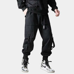 HaiZi XiHuan Paratrooper Cargo Pants for Men Functional Techwear Pants  Streetwear Japanese Pants Men Cyberpunk Goth Pants(Black,M) at  Men's  Clothing store